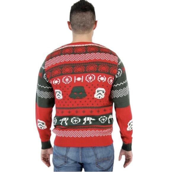 Junk Food Men’s Star Wars Fair Isle Holiday Ugly Christmas Sweater Sz XL Darth - Picture 2 of 9